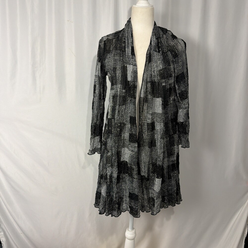 Comfy USA Lagenlook Sheer Mesh Kimono Cardigan & Scarf Sz Small